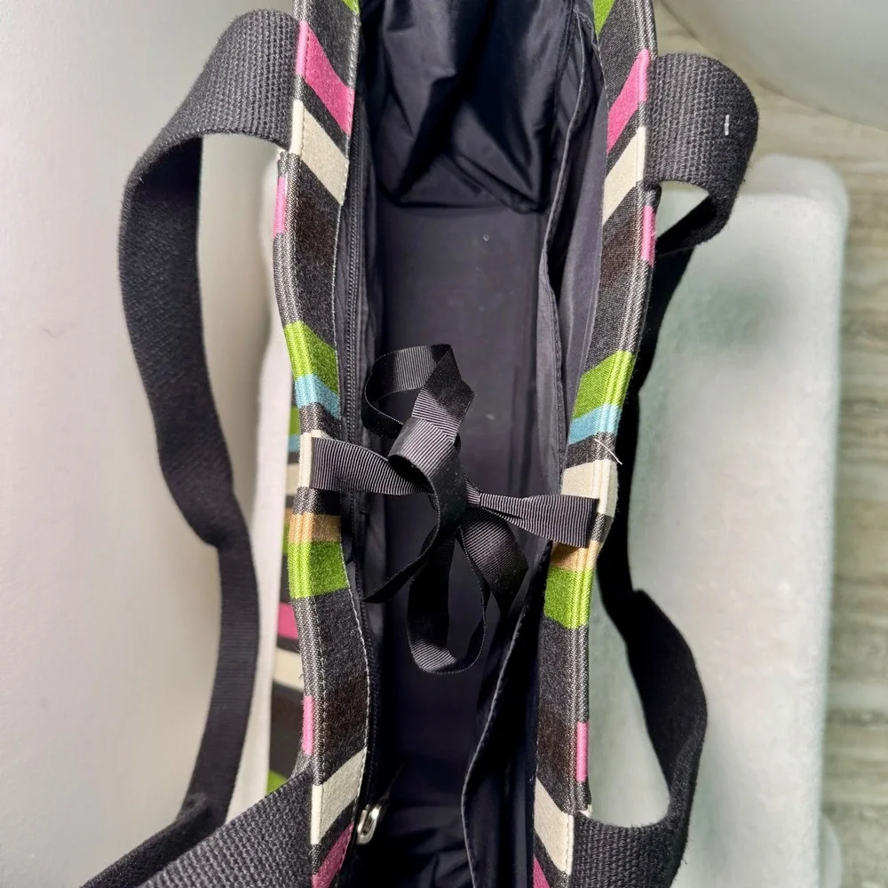 Kate Spade‎ Multi Purpose Rectangular Large Canvas Striped Diaper Bag/Tote